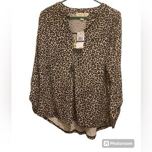 Michael Michael Kors Blouse Multicolor Half Zip Stretch.